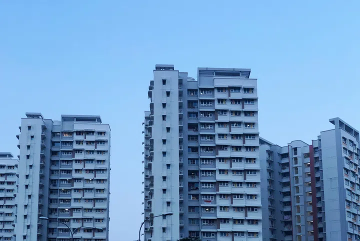 Facade of Modern Looking residential apartment (HDB) in Singapore.