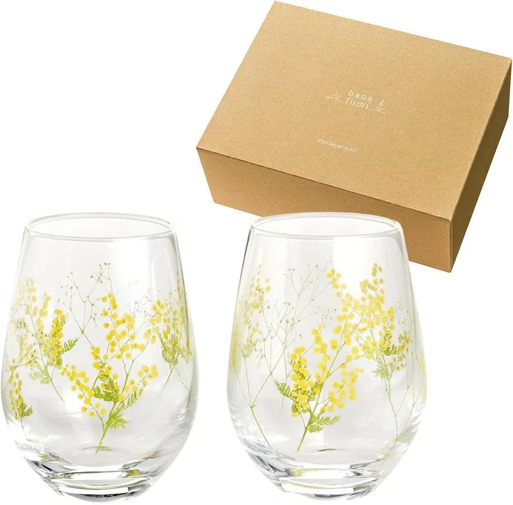 Toyo Sasaki Glass Tumbler Pair, Hanafumi G099-T282