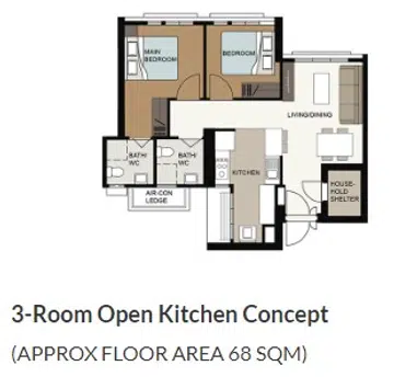 Woodleigh Glen 3-room floor plan.