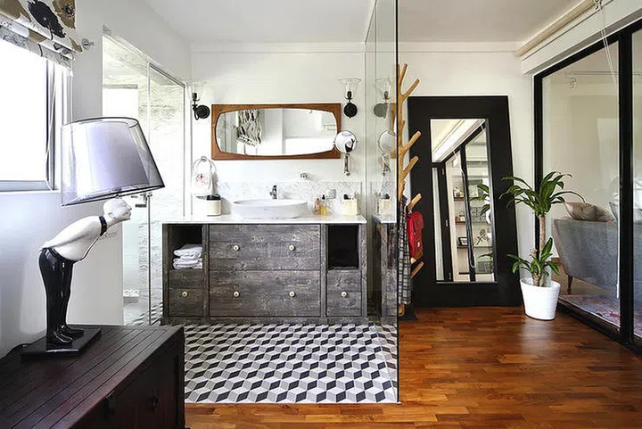 Who needs walls when you can demarcate spaces with patterned tiles? Interior Design by The Scientist 