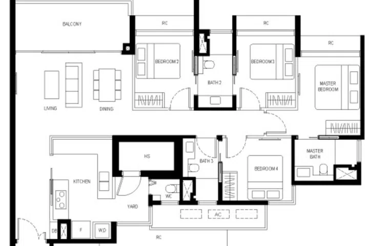 Kassia Condo 4-bedroom type 4a floor plan.