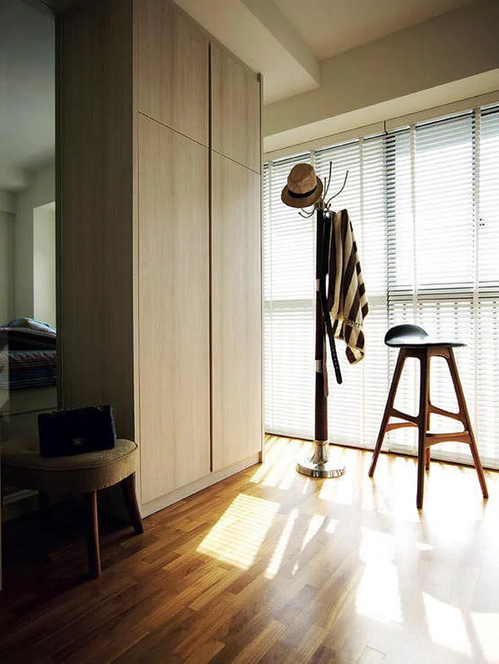 Floor to ceiling cabinets in the original master bedroom offer plenty of storage. 