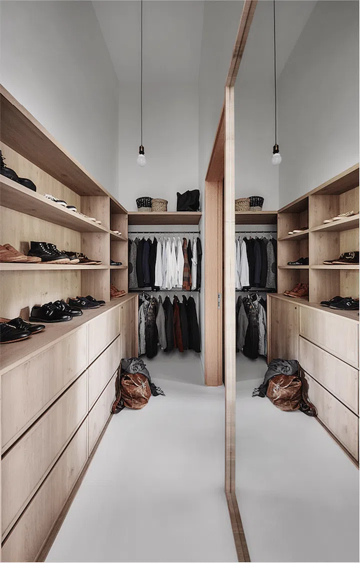 A mirrored wall saves the hassle of buying a mirror that matches the space! Design: Dan's Workshop