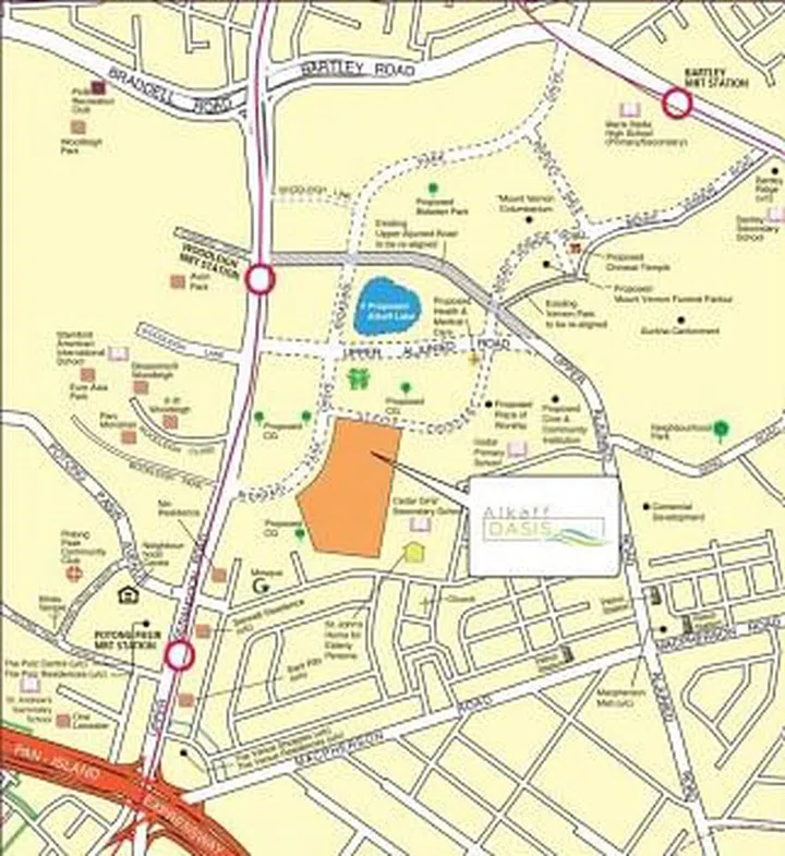Bidadari Alkaff Oasis BTO map within the Toa Payoh Town. Image from HDB website.