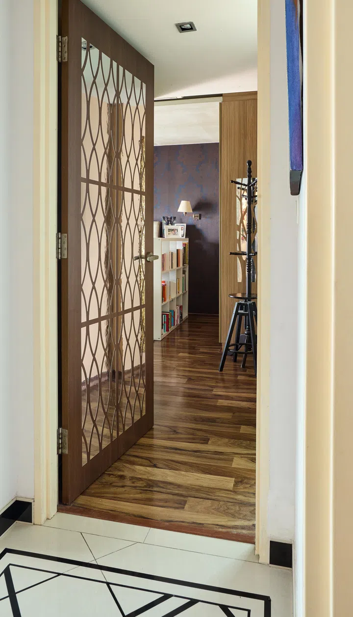 The master bedroom doorway is angled perfectly for privacy.