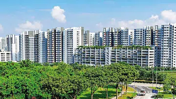 Panorama shot of Housing and Development Board or HDB Residential Buildings, Singapore, March 30, 2020