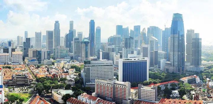 Birds-eye view of sunny Singapore