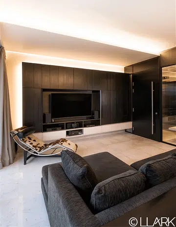 Home to a family of five, this 1,900 sq ft 4-bedroom condominium apartment in Singapore has a monochromatic colour palette.