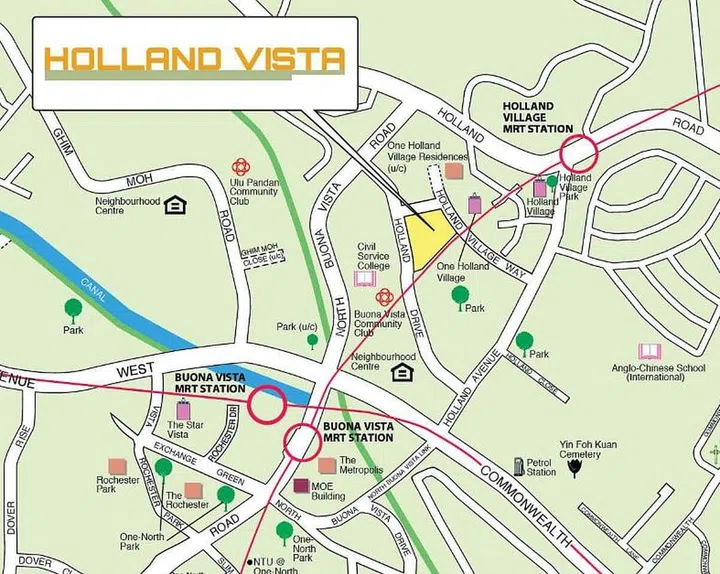 Holland Village's Holland Vista BTO project launched in June 2024. Map from HDB