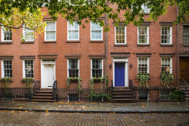 Old Greenwich Village apartment buildings in New York City.