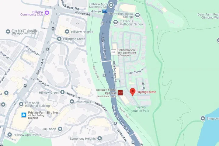 Map view of Fuyong Estate in Bukit Timah.