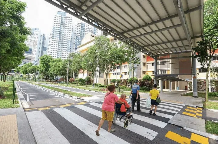 Raised zebra crossings, as well as barrier-free access ramps and rest points along sheltered linkways, will be among the senior-friendly upgrades in HDB precincts.