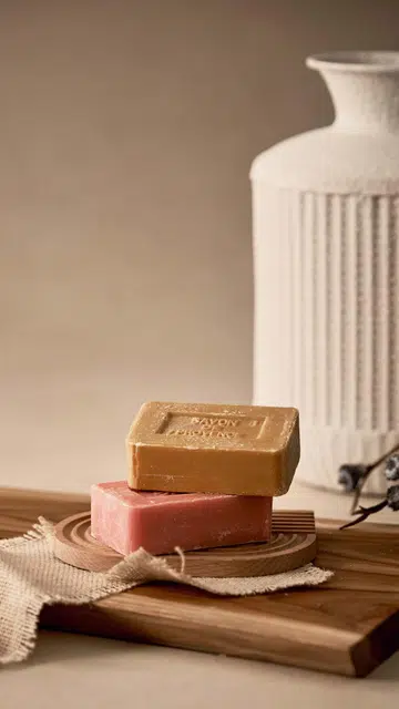 Soap; Wood coaster, all from Daiso. Legno natural wood grain board, from Boo furniture.