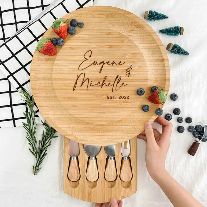 Engraved Wooden Round Cheese Board