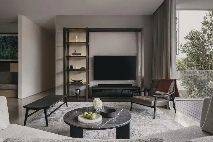The living room is one of the areas that were made over in this 8 Napier Road condominium apartment. (Photo: Studio Periphery)