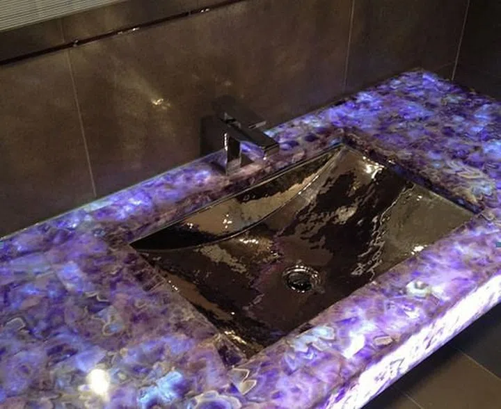 Amethyst crystal kitchen countertop