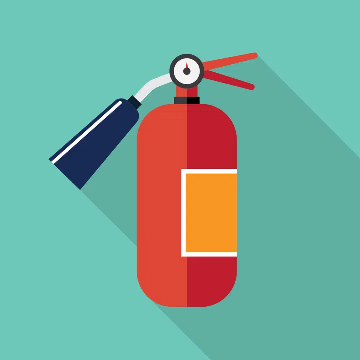 red metal glossiness fire extinguisher vector illustration