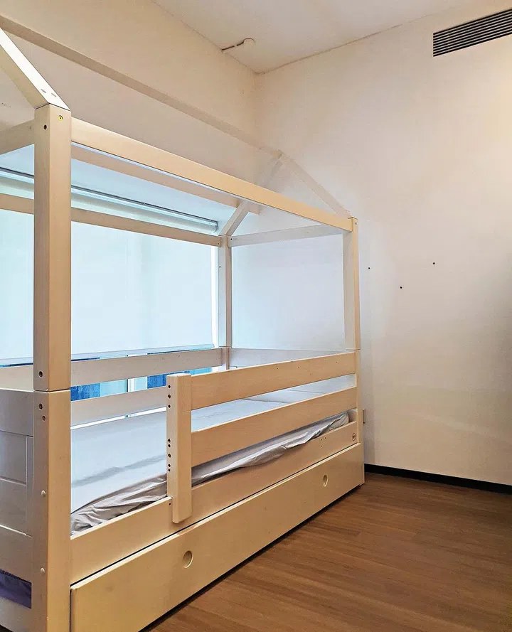 Oslo ModBed Low House Bed with Pullout bed, available from KidsHaven