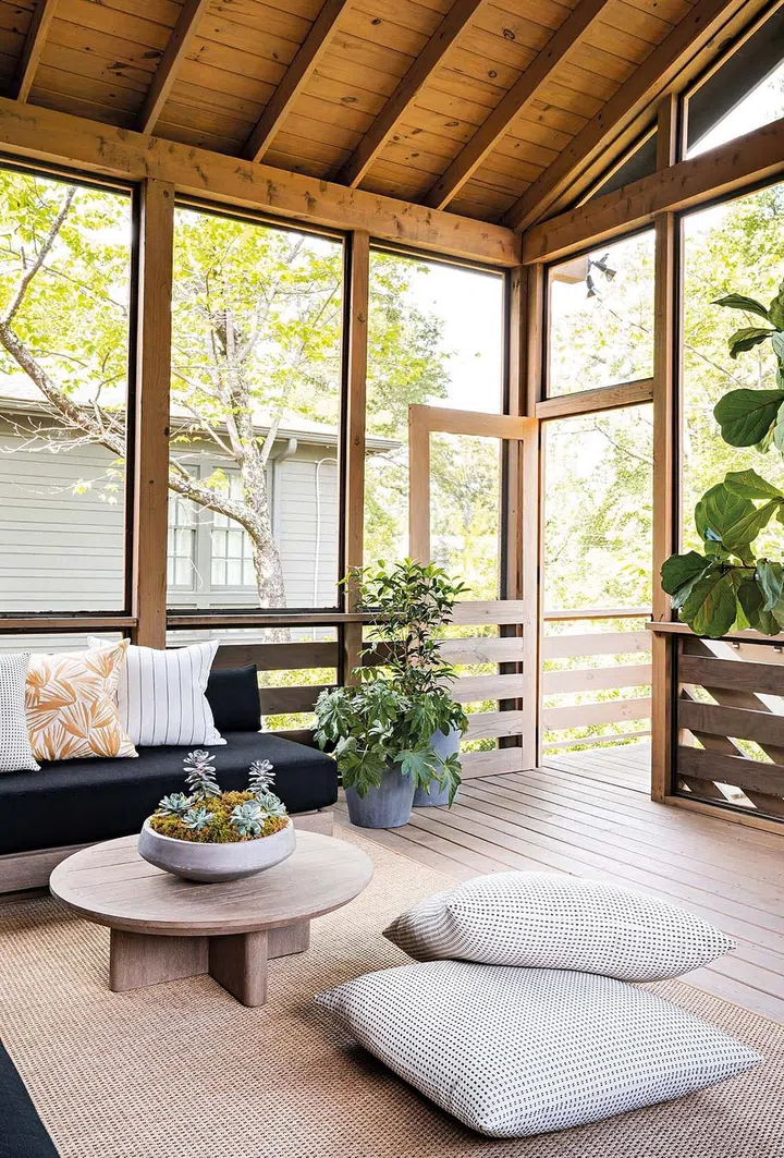 Sofa and coffee table by RH and custom floor cushions in C&C Milano outdoor fabric.