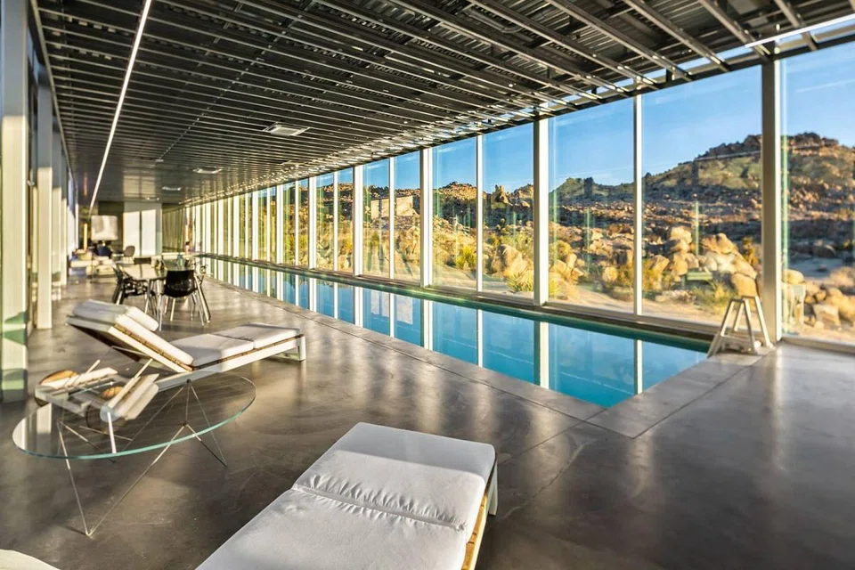 The heated pool is 100 feet long.
