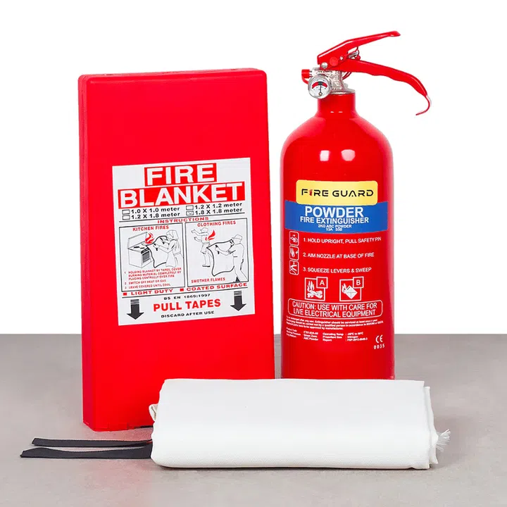 Home Fire Safety Kit Lite (1kg AB Powder + Fire Blanket 1.2m x 1.8m) from Fire Guard is priced at $67