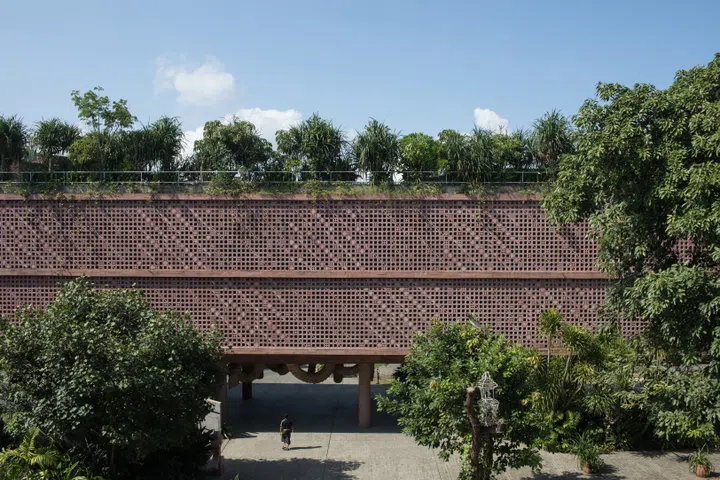 Unmistakable red brick facade of the Desa Potato Head Bali.