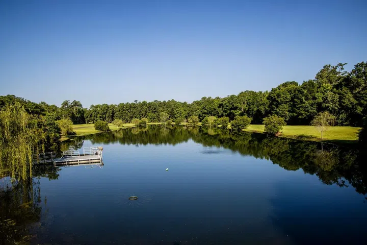 The estate offers 1.25 miles of shoreline frontage.