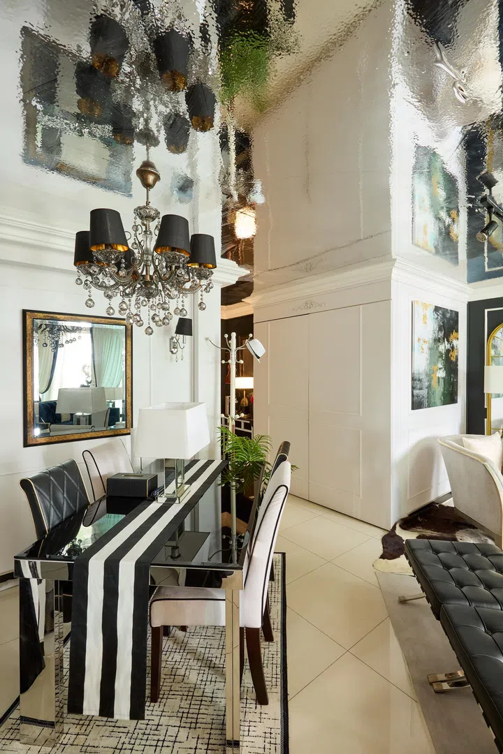 The dining room is also homeowner Meliza’s work space.