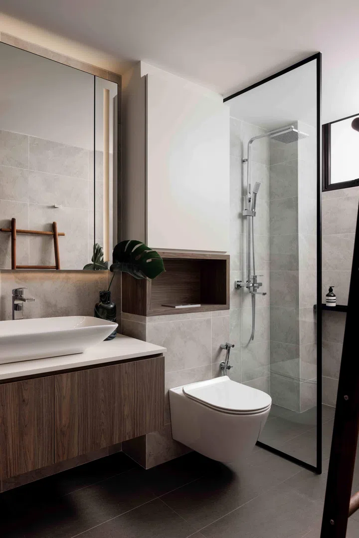 The common bathroom and the master bathrooms were extended.