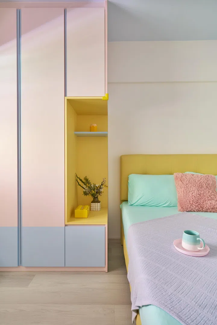 Priscilla’s bedroom is filled with attention to detail, like the yellow Lego tissue box.