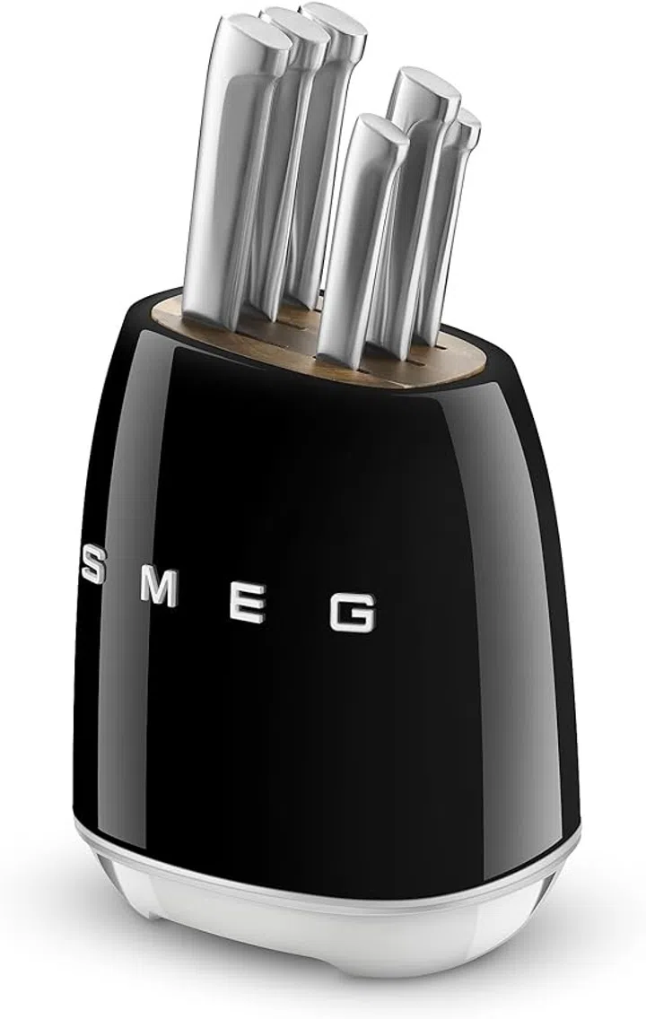 Smeg Black Stainless Steel Knife Block Set, $321.99