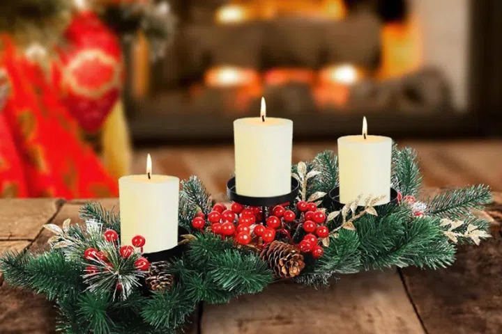 MorTime Christmas Candle Table Centerpiece