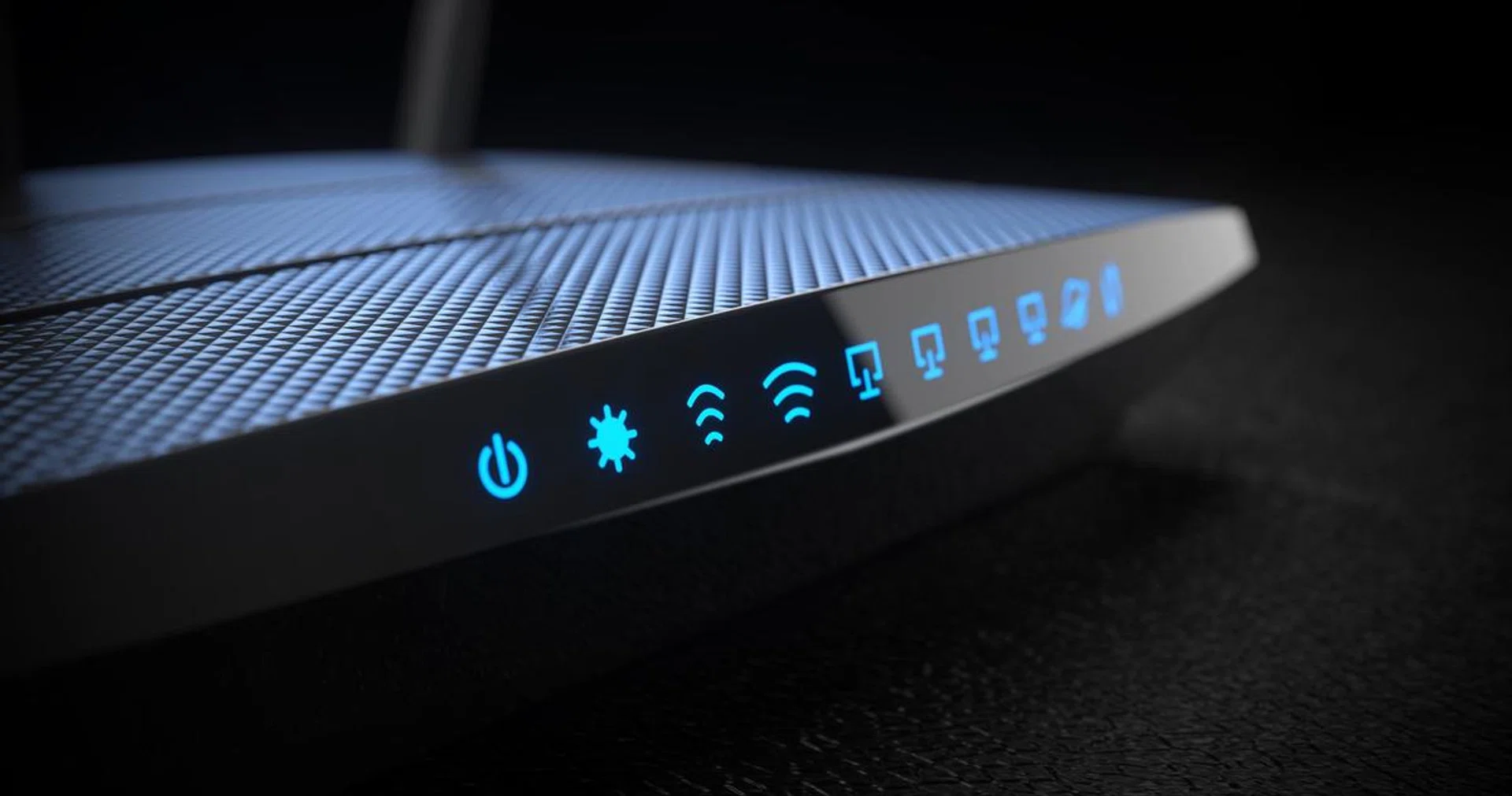 Wi-Fi wireless internet router on dark background 3d