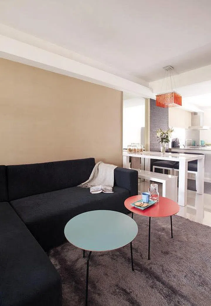 Coffee tables from Boconcept offer points of visual interest in the living area.