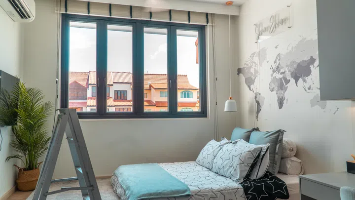 Before: without treatment, direct sunlight can quickly heat up a room and make it uncomfortable during peak hours.