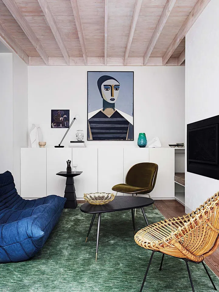 The homeowners included plenty of seating areas all over the home to make sure everyone in the family can find a corner of their own when necessary.