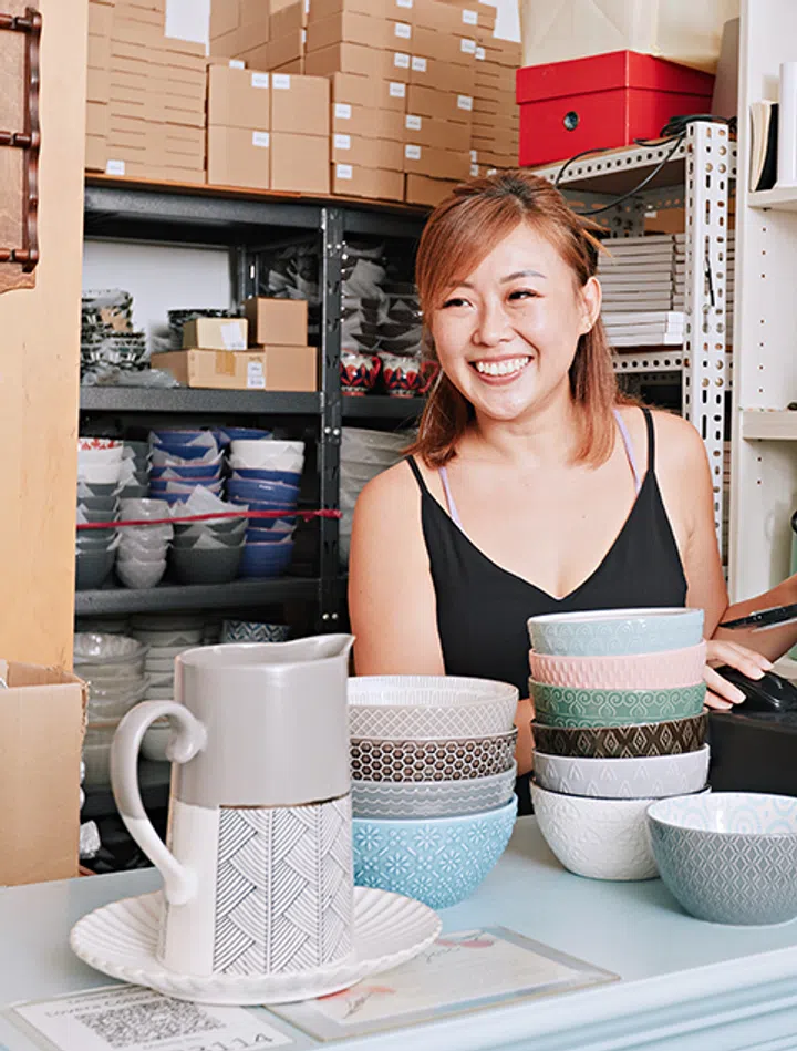 Vera Ong, co-founder of dinnerware shop Lovera, located in Geylang.