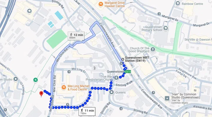 Queenstown Stirling Horizon HDB BTO is an 11-minute walk to the nearest Queenstown MRT Station.