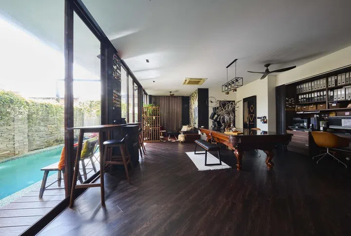 Living area in interior designer Cheryl Gay of Coterie Design's 3,600 sq ft semi-detached home in Yio Chu Kang.