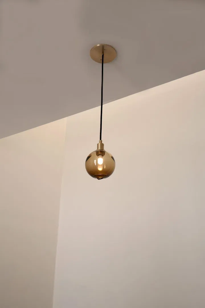 SkLO Drape Pendant Lamp in Smoke Glass, Dark Oxidised, Grey Cord at $1,199 from Sol Luminaire Singapore