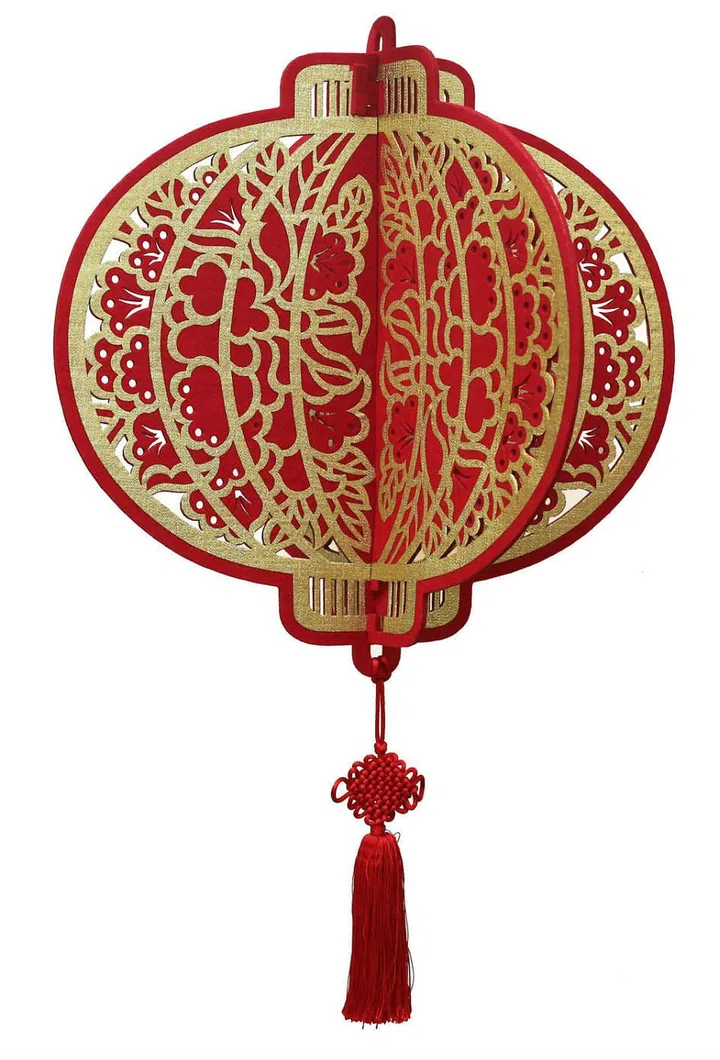 Shevron, red lantern, felt, CNY