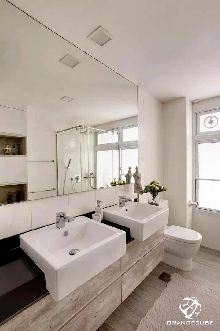 A set of two semi-recessed basin sinks in a house in Bukit Batok.