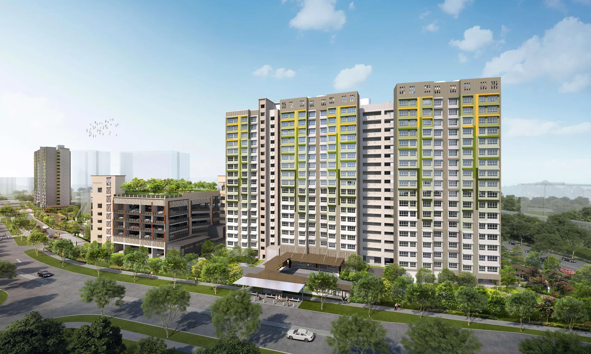 位于芽笼麦波申的Merpati Alcove社区关爱组屋项目，共有265个单位供申购，另有168个四房式单位。（建屋局构想图）