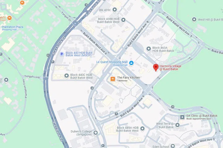 Map showing location of the Harmony Village @ Bukit Batok.