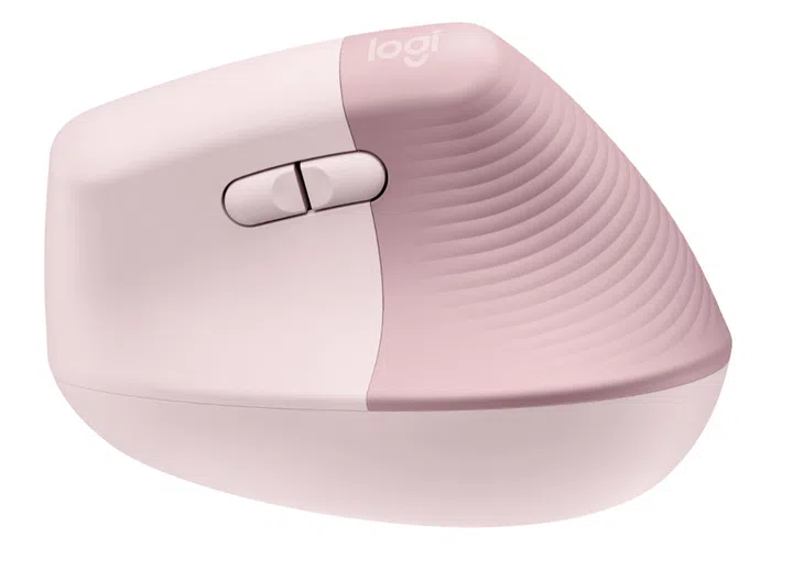 Logitech’s Lift Vertical Ergonomic Mouse in pink