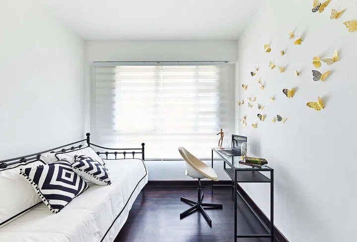 House Tour: 3-Room BTO in Punggol with $80,000 Zebra Prints, Black & White Renovation