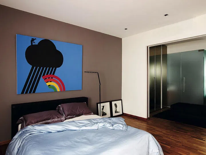 They also painted witty pieces of art to fit the walls nicely for a more personal touch.