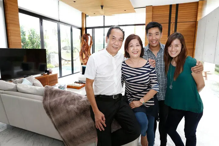 The Soo family in their living room.
