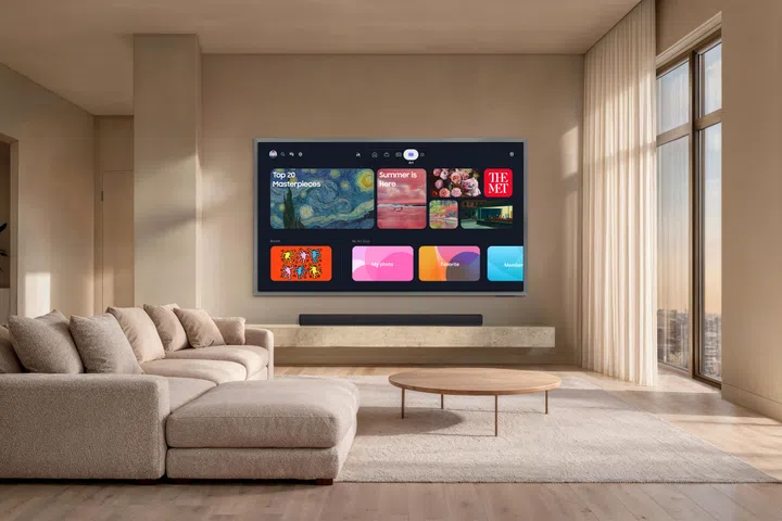 The flagship Samsung OLED S95H TV features a FloatLayer Design, which makes the TV look like it’s hovering just off your wall.