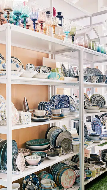 Eclectic selection of plates, bowls, cups, saucers at Lovera Collections in Geylang East Ave 3.